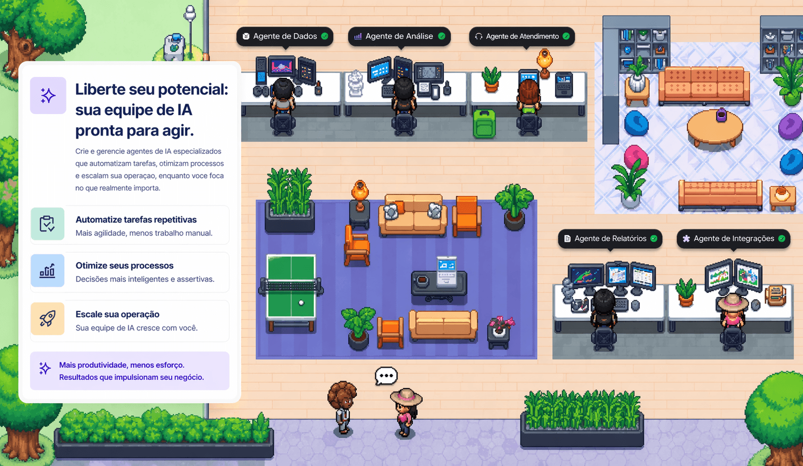 Visao do workspace AgentOffice